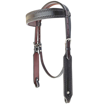 Bar H Equine American Leather Horse Saddle Tack One Ear Headstall | Breast Collar Browband Wither Strap Set BER266